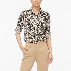 NWT  J.Crew Leopard Print Button Down Shirt